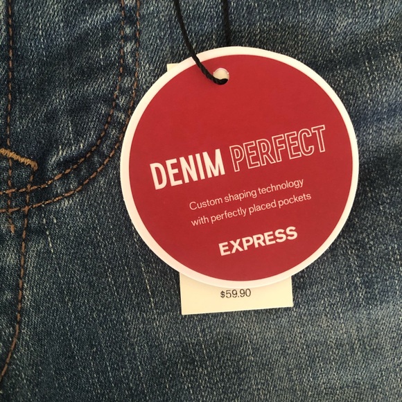 Express High Waisted Denim Bermuda Jean Shorts - Picture 5 of 9